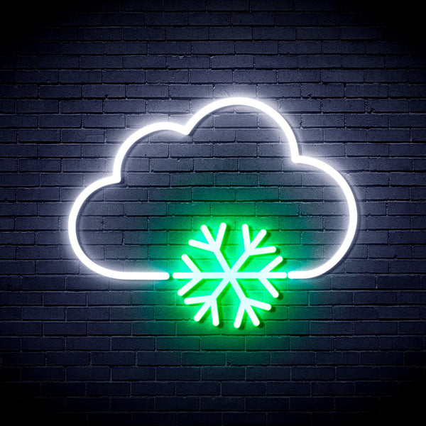 ADVPRO Cloud and Snowflake Ultra-Bright LED Neon Sign fnu0013 - White & Green