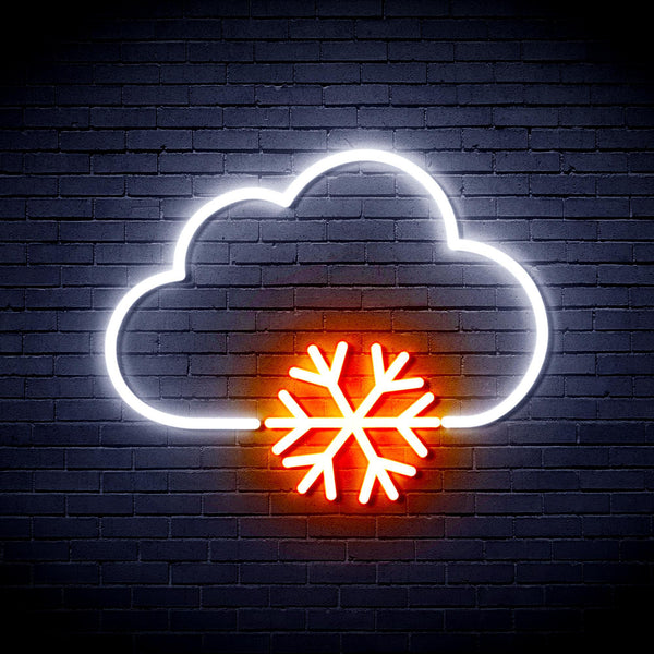 ADVPRO Cloud and Snowflake Ultra-Bright LED Neon Sign fnu0013 - White & Orange
