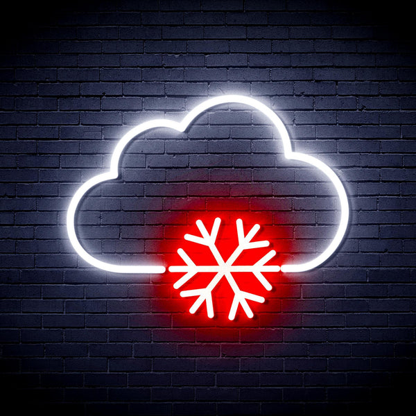 ADVPRO Cloud and Snowflake Ultra-Bright LED Neon Sign fnu0013 - White & Red