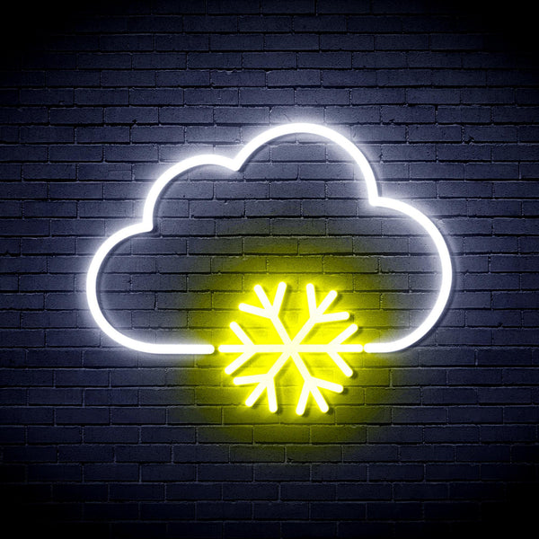ADVPRO Cloud and Snowflake Ultra-Bright LED Neon Sign fnu0013 - White & Yellow