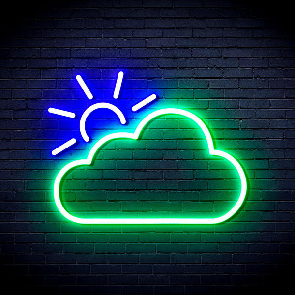 ADVPRO Sun and Cloud Ultra-Bright LED Neon Sign fnu0014 - Green & Blue