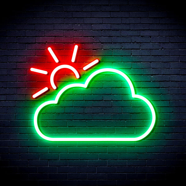 ADVPRO Sun and Cloud Ultra-Bright LED Neon Sign fnu0014 - Green & Red
