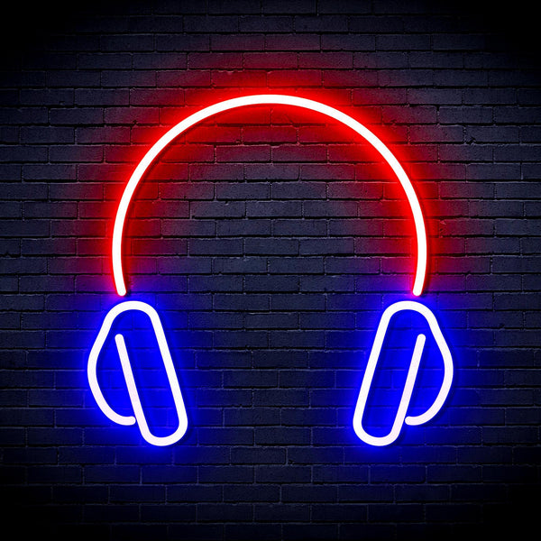 ADVPRO Headphone Ultra-Bright LED Neon Sign fnu0033 - Blue & Red