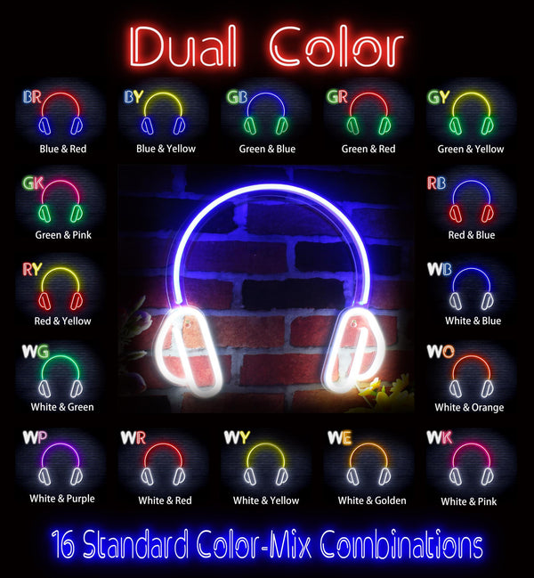 ADVPRO Headphone Ultra-Bright LED Neon Sign fnu0033 - Dual-Color