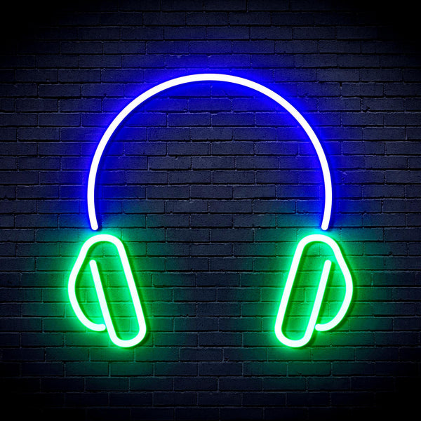 ADVPRO Headphone Ultra-Bright LED Neon Sign fnu0033 - Green & Blue
