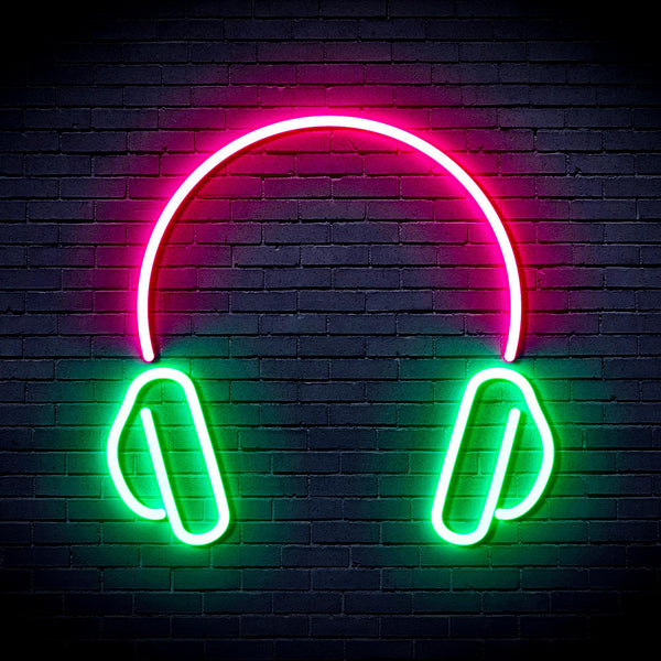 ADVPRO Headphone Ultra-Bright LED Neon Sign fnu0033 - Green & Pink