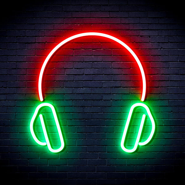ADVPRO Headphone Ultra-Bright LED Neon Sign fnu0033 - Green & Red