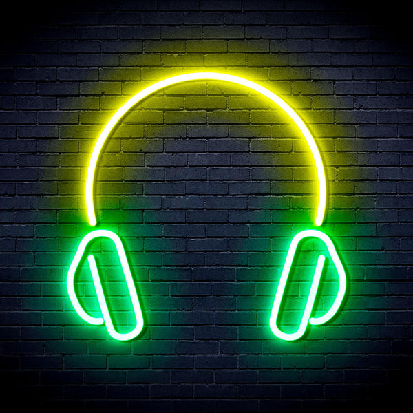 ADVPRO Headphone Ultra-Bright LED Neon Sign fnu0033 - Green & Yellow