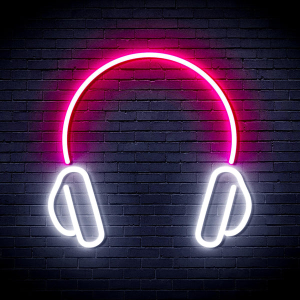 ADVPRO Headphone Ultra-Bright LED Neon Sign fnu0033 - White & Pink