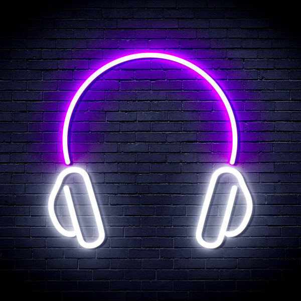 ADVPRO Headphone Ultra-Bright LED Neon Sign fnu0033 - White & Purple