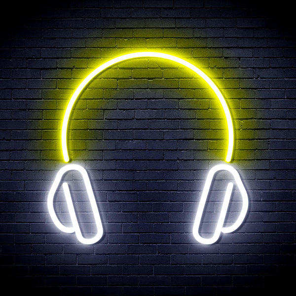 ADVPRO Headphone Ultra-Bright LED Neon Sign fnu0033 - White & Yellow