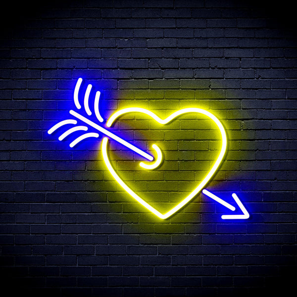 ADVPRO Heart and Arrow Ultra-Bright LED Neon Sign fnu0047 - Blue & Yellow