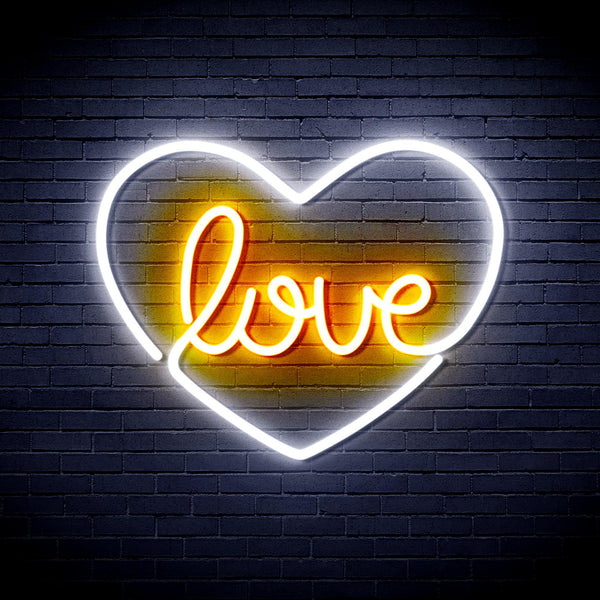 ADVPRO Love in the heart Ultra-Bright LED Neon Sign fnu0049 - White & Golden Yellow