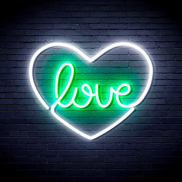 ADVPRO Love in the heart Ultra-Bright LED Neon Sign fnu0049 - White & Green