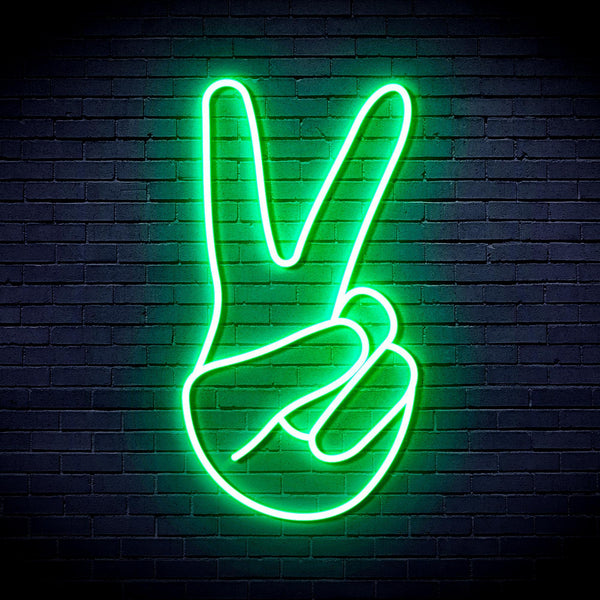 ADVPRO Hand Showing V Sign Ultra-Bright LED Neon Sign fnu0057 - Golden Yellow