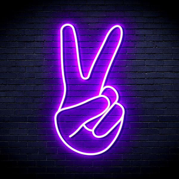 ADVPRO Hand Showing V Sign Ultra-Bright LED Neon Sign fnu0057 - Purple