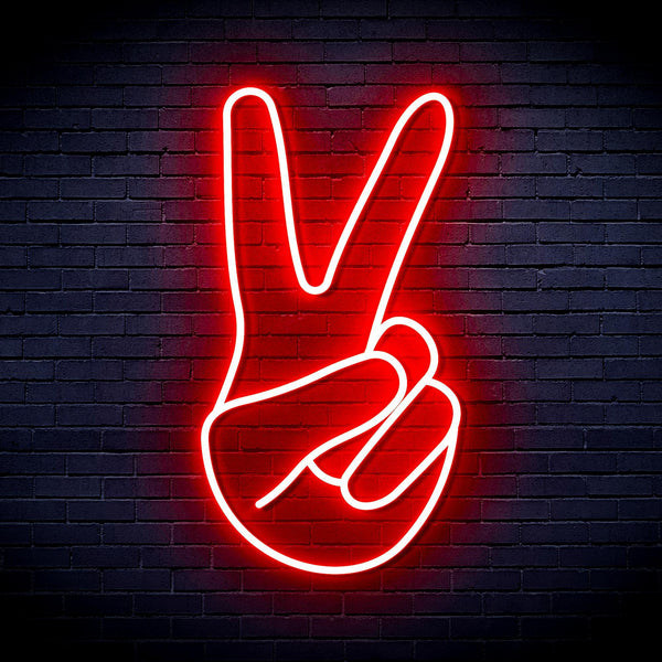 ADVPRO Hand Showing V Sign Ultra-Bright LED Neon Sign fnu0057 - Red