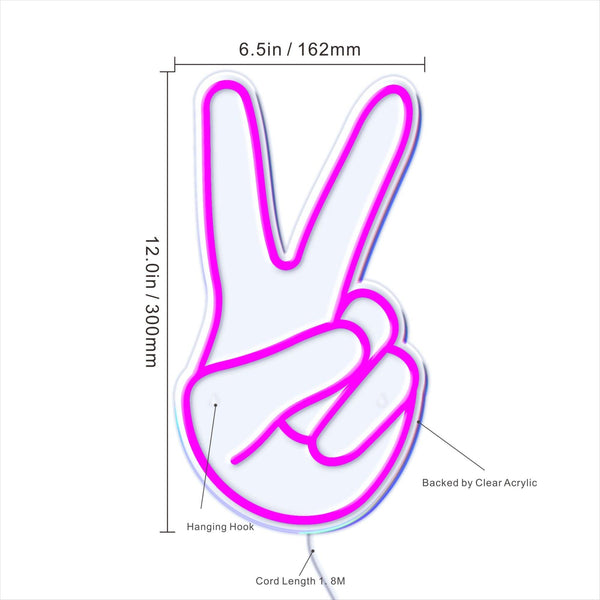 ADVPRO Hand Showing V Sign Ultra-Bright LED Neon Sign fnu0057 - Size