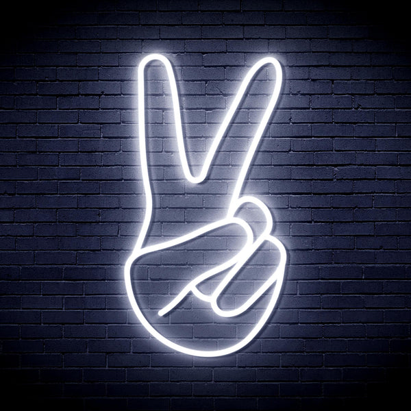 ADVPRO Hand Showing V Sign Ultra-Bright LED Neon Sign fnu0057 - White