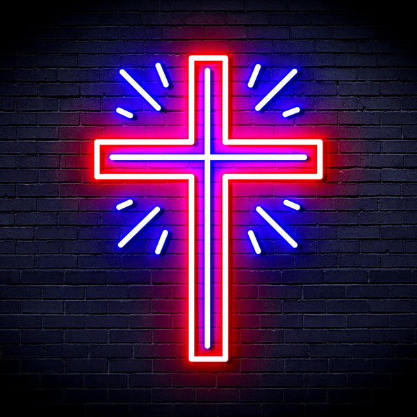 ADVPRO Shinning Cross Ultra-Bright LED Neon Sign fnu0058 - Blue & Red