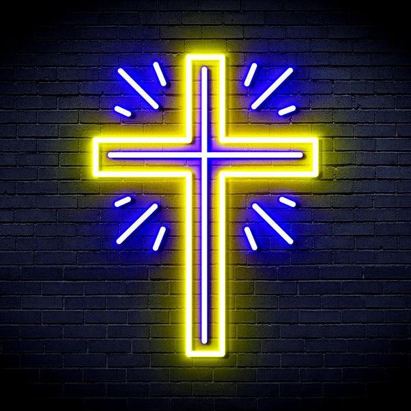 ADVPRO Shinning Cross Ultra-Bright LED Neon Sign fnu0058 - Blue & Yellow