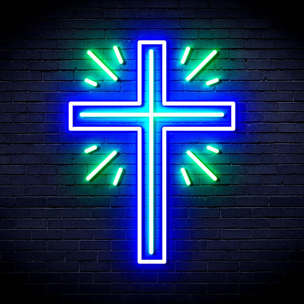 ADVPRO Shinning Cross Ultra-Bright LED Neon Sign fnu0058 - Green & Blue
