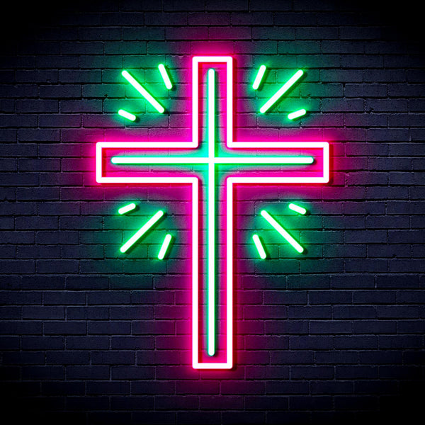 ADVPRO Shinning Cross Ultra-Bright LED Neon Sign fnu0058 - Green & Pink