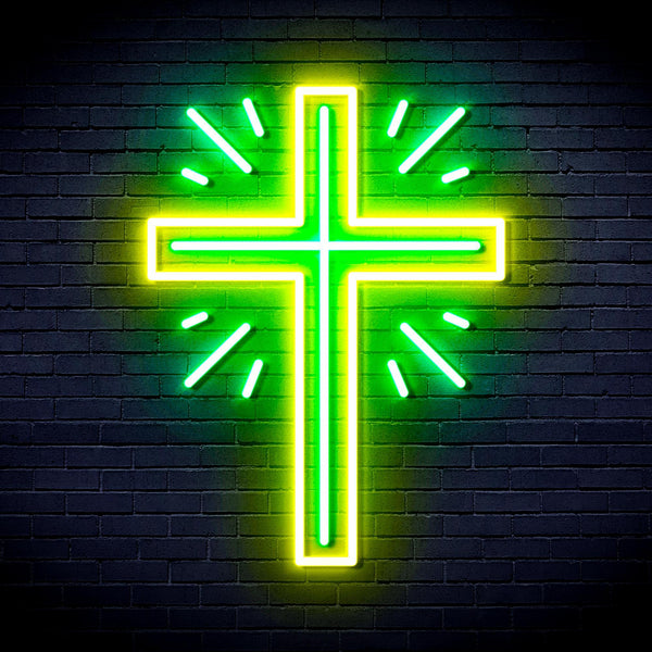 ADVPRO Shinning Cross Ultra-Bright LED Neon Sign fnu0058 - Green & Yellow