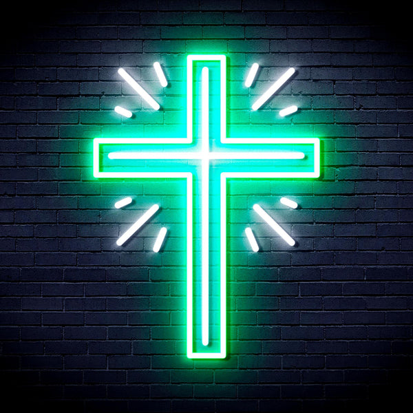 ADVPRO Shinning Cross Ultra-Bright LED Neon Sign fnu0058 - White & Green