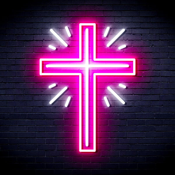 ADVPRO Shinning Cross Ultra-Bright LED Neon Sign fnu0058 - White & Pink