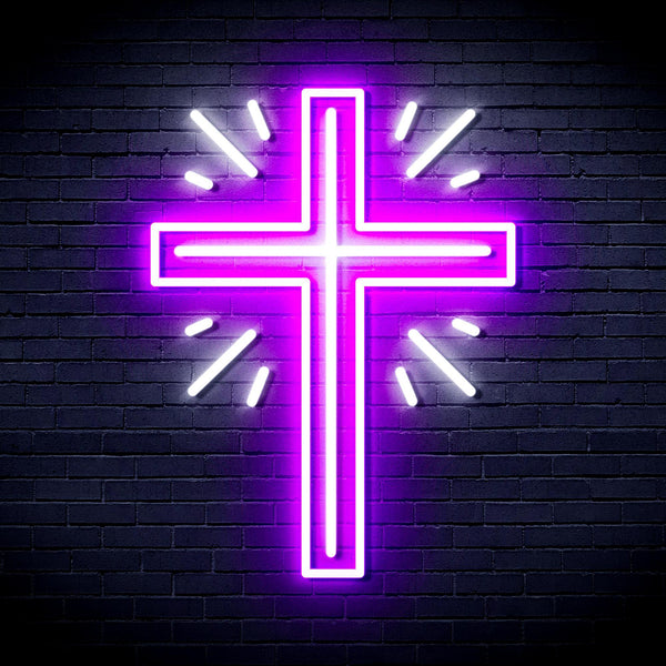 ADVPRO Shinning Cross Ultra-Bright LED Neon Sign fnu0058 - White & Purple