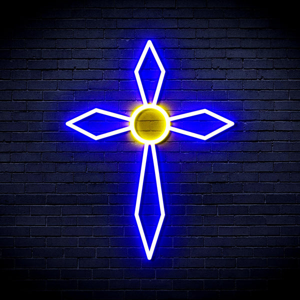 ADVPRO Holy Cross Ultra-Bright LED Neon Sign fnu0060 - Blue & Yellow