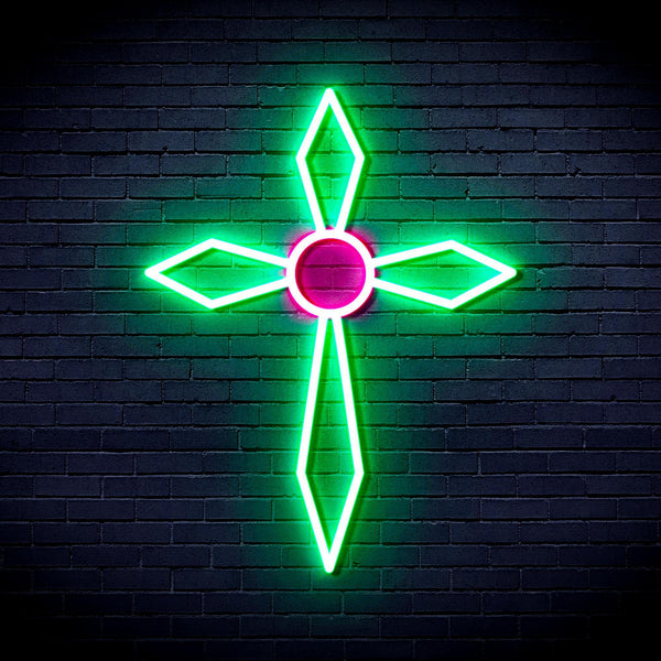 ADVPRO Holy Cross Ultra-Bright LED Neon Sign fnu0060 - Green & Pink