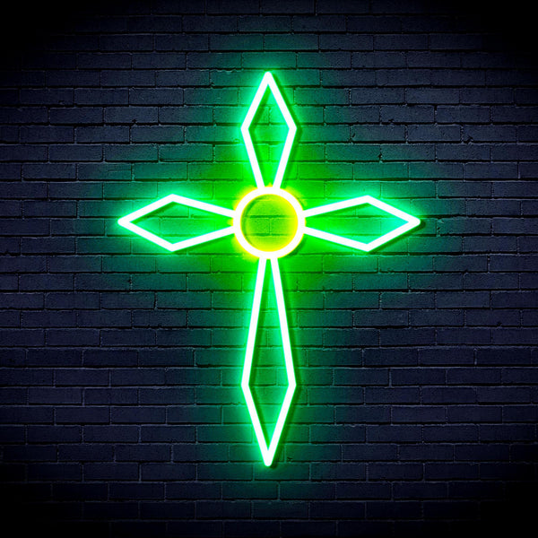 ADVPRO Holy Cross Ultra-Bright LED Neon Sign fnu0060 - Green & Yellow
