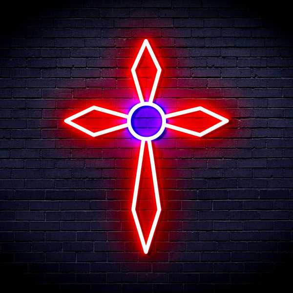 ADVPRO Holy Cross Ultra-Bright LED Neon Sign fnu0060 - Red & Blue