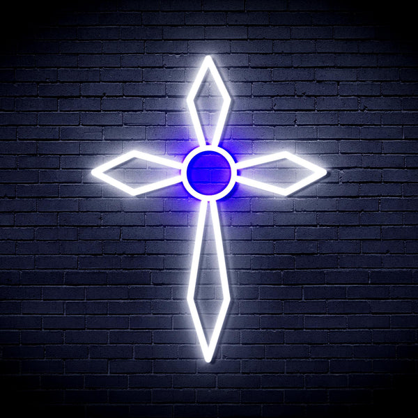 ADVPRO Holy Cross Ultra-Bright LED Neon Sign fnu0060 - White & Blue