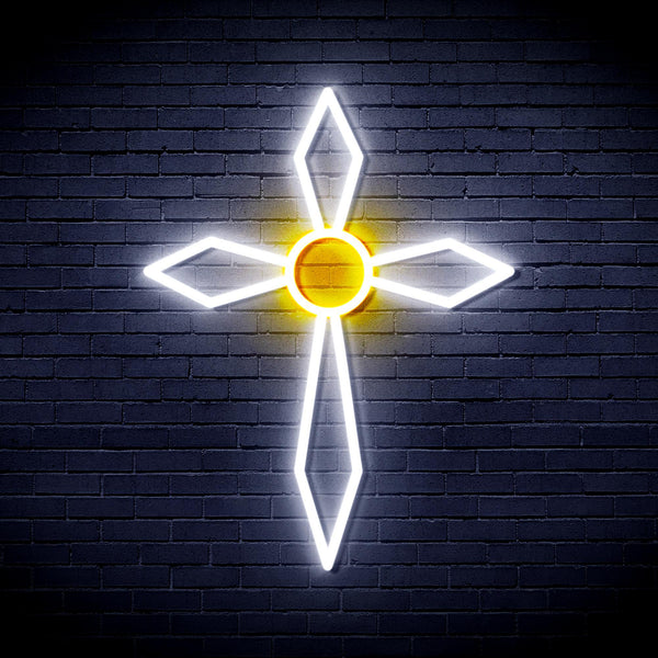 ADVPRO Holy Cross Ultra-Bright LED Neon Sign fnu0060 - White & Golden Yellow