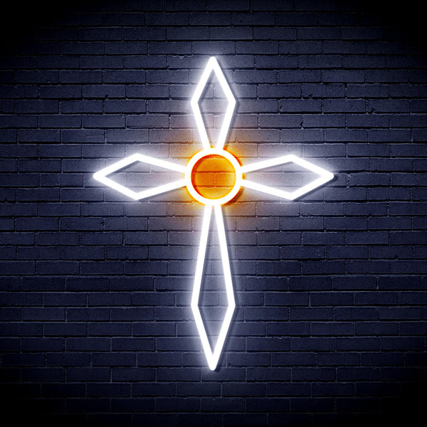 ADVPRO Holy Cross Ultra-Bright LED Neon Sign fnu0060 - White & Orange