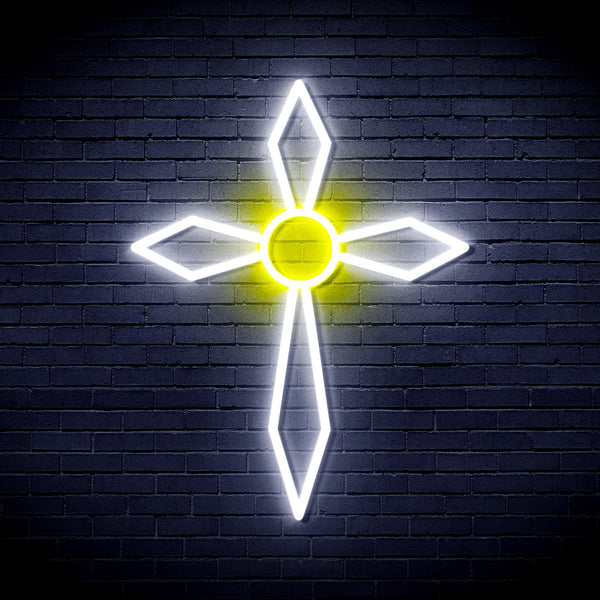 ADVPRO Holy Cross Ultra-Bright LED Neon Sign fnu0060 - White & Yellow
