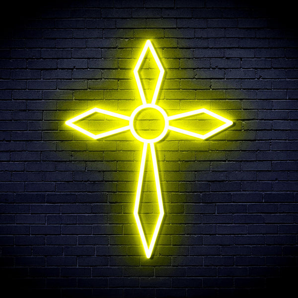 ADVPRO Holy Cross Ultra-Bright LED Neon Sign fnu0060 - Yellow