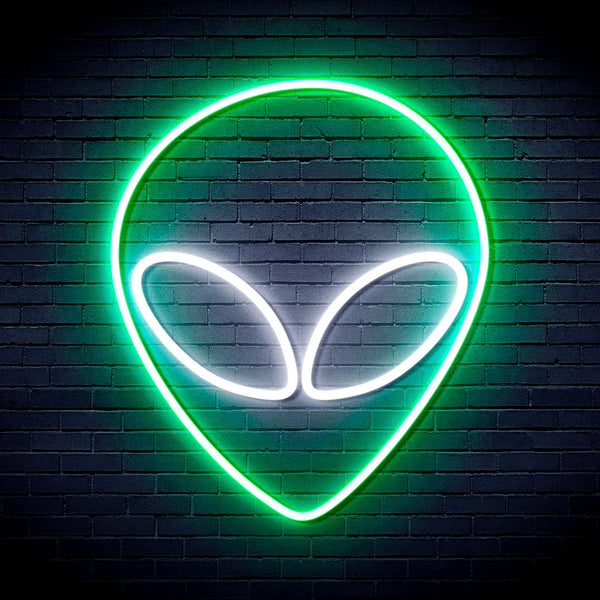 ADVPRO Alien Face Ultra-Bright LED Neon Sign fnu0061 - White & Green