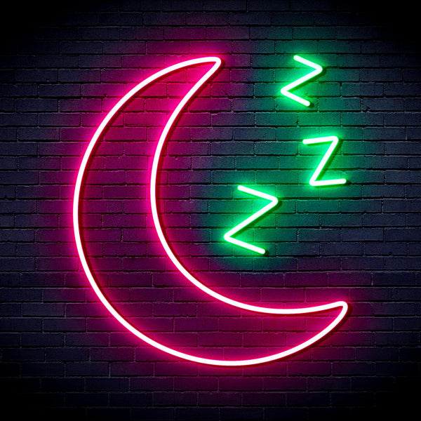 ADVPRO Sleepy Moon Ultra-Bright LED Neon Sign fnu0065 - Green & Pink