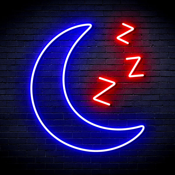ADVPRO Sleepy Moon Ultra-Bright LED Neon Sign fnu0065 - Red & Blue