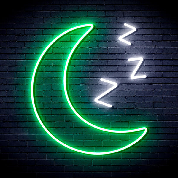 ADVPRO Sleepy Moon Ultra-Bright LED Neon Sign fnu0065 - White & Green
