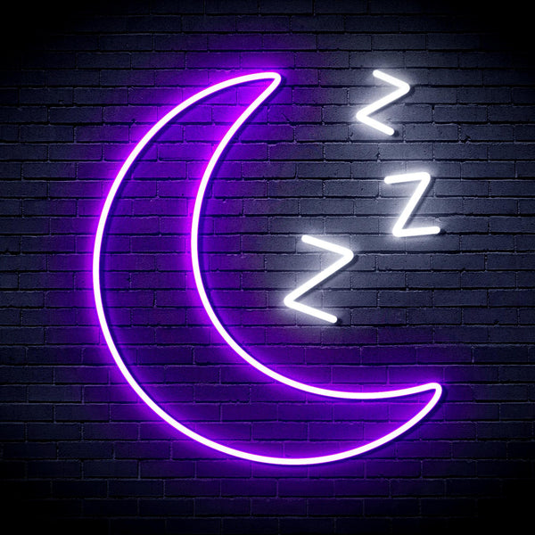 ADVPRO Sleepy Moon Ultra-Bright LED Neon Sign fnu0065 - White & Purple