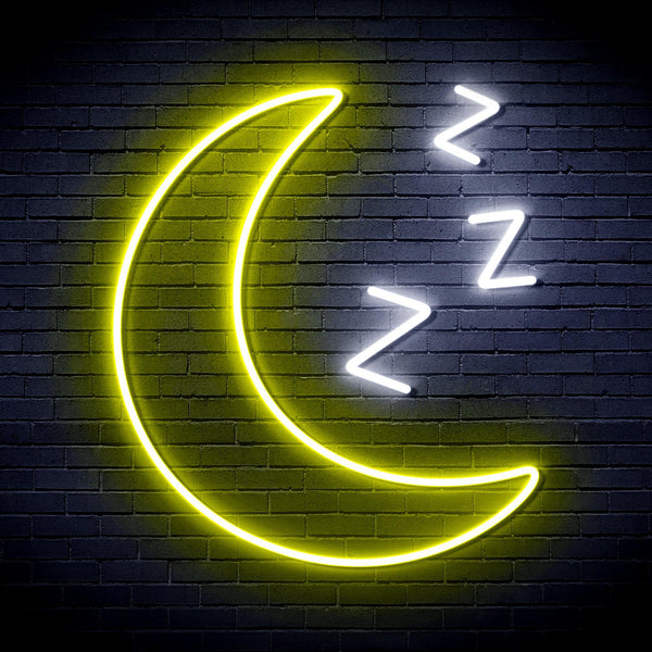 ADVPRO Sleepy Moon Ultra-Bright LED Neon Sign fnu0065 - White & Yellow