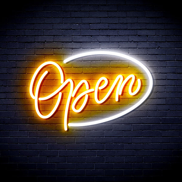 ADVPRO Open Sign Ultra-Bright LED Neon Sign fnu0079 - White & Golden Yellow