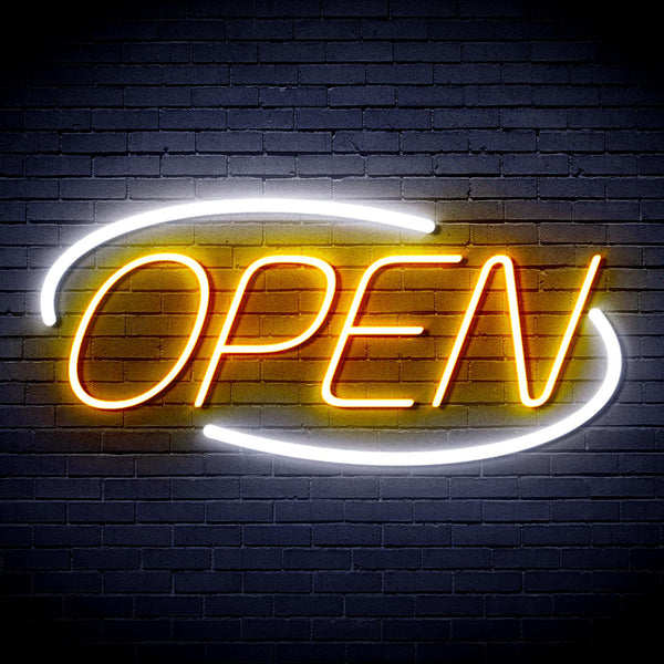 ADVPRO Open Sign Ultra-Bright LED Neon Sign fnu0080 - White & Golden Yellow