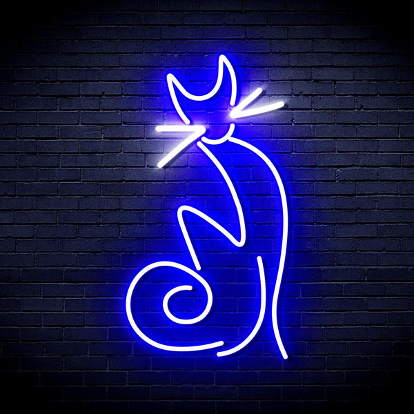 ADVPRO Cat Ultra-Bright LED Neon Sign fnu0086 - White & Blue