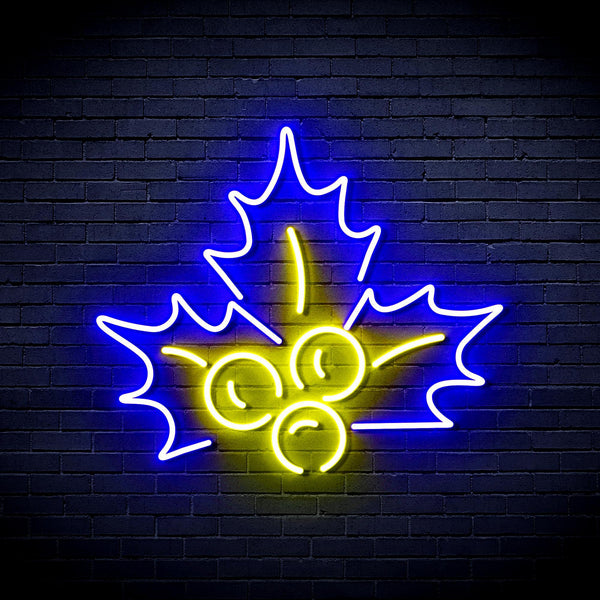 ADVPRO Christmas Holly Leaves Ultra-Bright LED Neon Sign fnu0090 - Blue & Yellow